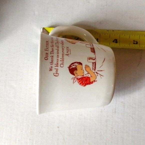 Vintage c1950s Children's‎ Ceramic Handled Cup and Saucer Prayer Grace Religious - Picture 12 of 12